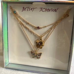 Gold Flower and Butterfly Necklace with earrings
